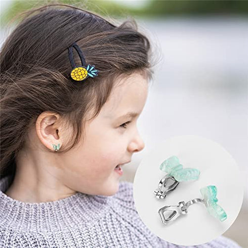 6Pairs Crystal Unicorn Clip On Earrings for Little Girls, Rainbow Earrings Butterfly Earrings Toddler Girls Dress Up Jewelry …