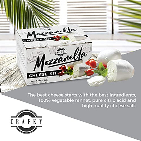 Crafky Premium Quick and Easy DIY Cheese Kit, with Cheese Salt, Citric Acid and Vegetarian Rennet