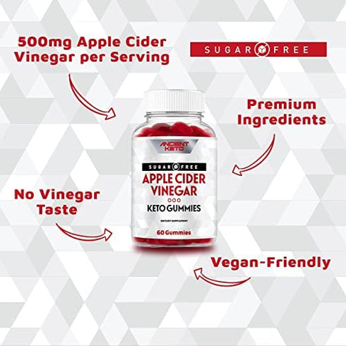 Sugar Free Keto ACV Gummies, Apple Cider Vinegar Gummy with The Mother, Sugarless, Cleanse & Detox, Healthy Weight, Immune Support, Gut Health, Vegan by Ancient Keto…