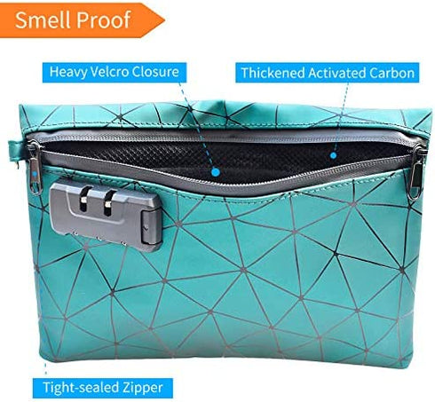 Smell Proof Bags with Combination Lock, 6"x 9" Smell Proof Pouch Container, Odor Proof Stash Bag for Travel - Keeps Scents Locked - Hide Odor and Scent?Green?