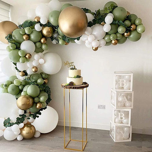 DIY Balloon Arch Kit Olive Green White Balloon Garland Kit-149pcs Avocado Green, White And Metallic Chrome Gold Balloons For Baby&Bridal Shower, Birthday Party, Wedding, Grad, Anniversary Party
