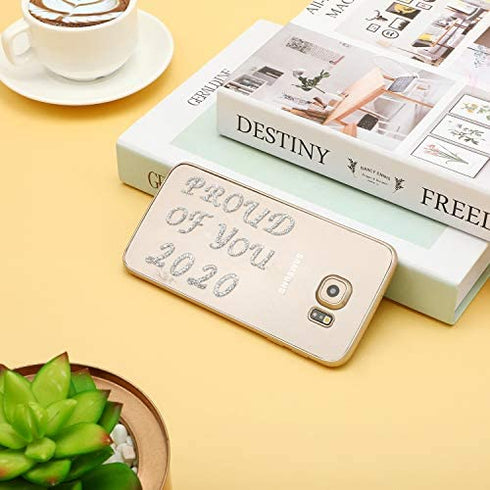 5 Sheets Graduation Cap Stickers Decoration Glitter Alphabet Letter Stickers Self-Adhesive Rhinestone Letter Number Stickers for Grad Cap Craft Decorations (Silver)