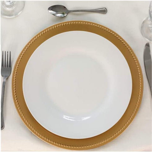 Greenbrier International Charger Plates | Gold Color Beaded Rims | 13 in | Home