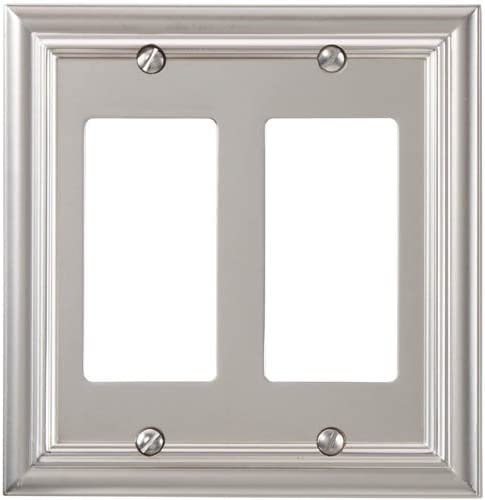 Amerelle Continental Double Rocker Cast Metal Wallplate in Satin Nickel