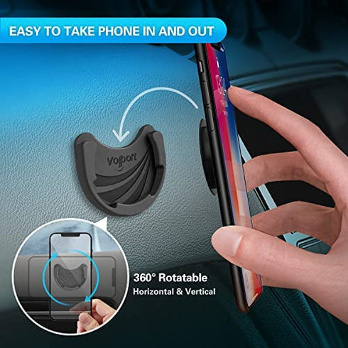 volport Car Mount for Pops Collapsible Socket Grip, 2 Pack Black Silicone Cell Phone Holder for Swappable Socket / Expanding Stand with 3M Sticky Adhesive Replacement Stick on Dashboard, Wall, Glass