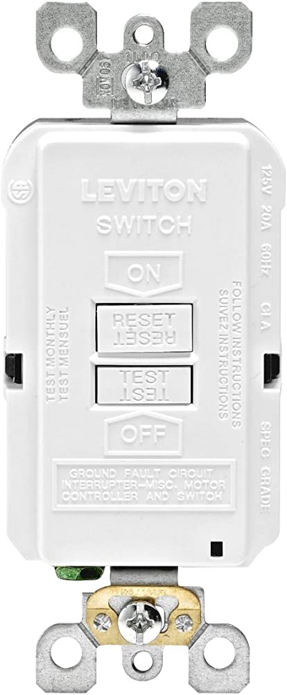 Leviton GFRBF-W Self-Test SmartlockPro Slim Blank Face GFCI Receptacle with LED Indicator, 20-Amp, White