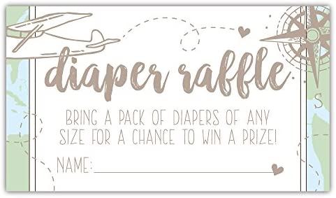 50 Adventure Awaits Diaper Raffle Tickets for Baby Shower - Invitation Inserts