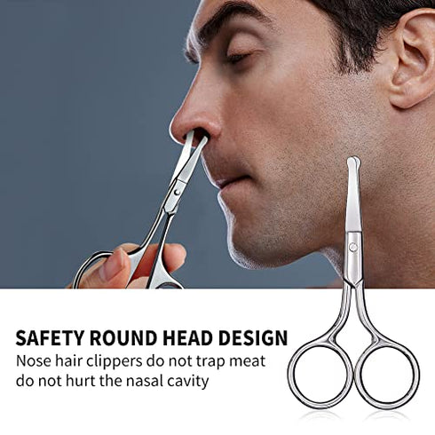 Small Scissors, Eyebrow Scissors, Nose Hair Scissors Round Tip Design, Will Not Hurt the Nasal Cavity. Professional Grooming Scissors for Hair, Eyelashes, Nose, Eyebrow Trimming, Mustache. -AsonTao