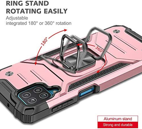 REAMOUNT Case for Boost Celero5G Celero 5G with 2 Pack Screen Protector, Military Grade Protective Heavy Duty 360° Finger Ring Stable Holder Kickstand Cover for Boost Celero 5G Phone Case (Rose Gold)
