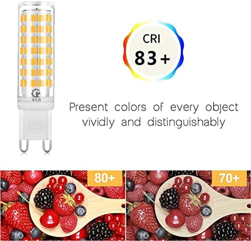 KLG G9 LED Dimmable Bulbs 6W, 40W 60W Halogen G9 Bulbs Equivalent, G9 LED Bulbs Soft White 3000K, AC120V 540lm, G9 Looped Base, Pack of 5