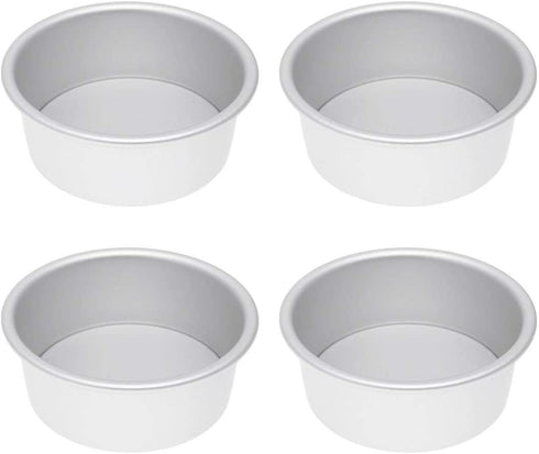 UPKOCH 4pcs Round Cake Pan 4 Inch Cake Pan Aluminum Alloy Removable Bottom Non Stick Bakeware for Baking Cooking Home Restaurant Kitchen