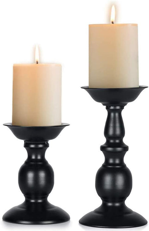 Retro Iron Candle Holder Cylindrical Candle Holder Table Candle Holder for Wedding, Festival and Birthday Candlelight Dinner Decorative Light Home D©cor Ornament Wedding Table Ornament (2Pcs)