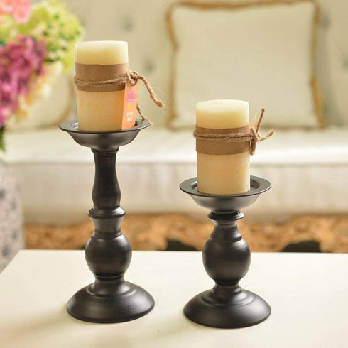 Retro Iron Candle Holder Cylindrical Candle Holder Table Candle Holder for Wedding, Festival and Birthday Candlelight Dinner Decorative Light Home D©cor Ornament Wedding Table Ornament (2Pcs)