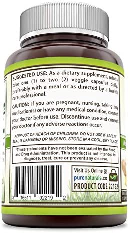 Pure Naturals Ginger Root Supplement - 550mg Capsules - Easy to Swallow Capsule - Commonly Used Natural Remedy for Nausea Due to Pregnancy & Other Conditions - 120 Pills Per Bottle