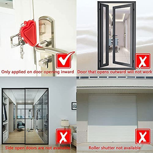 HNHMT Upgraded Portable Door Lock & Door Stop Alarm, Dual Protection Security Door Kit,Door ?Security Devices Pocket Self Defensey Tools,for Traveling Hotel Home Apartment College House(2 Pack)