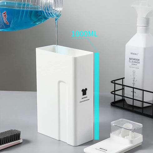 Laundry Detergent Dispenser,1000ml/34oz Laundry Soap Container for Liquid Detergent and Fabric Softener-ABS Plastic Farmhouse Jar w/Waterproof Labels for Laundry Room Organizer with Measuring Lid