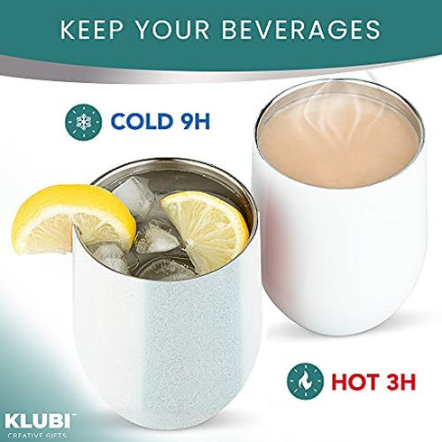 KLUBI Elephant Gifts Your Argument is Irrelephant - White Glitter Tumbler/Mug for Wine, Coffee and All Drinks - Funny Gifts for Her, Him, Lovers, Women, Stuff, Decor
