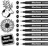 Morfone 10 Size Hand Lettering Pens Calligraphy Brush Pens Black Ink Markers Set Art Kit for Beginners, Hand Writing, Drawing, Sketching, Journaling, Illustrations