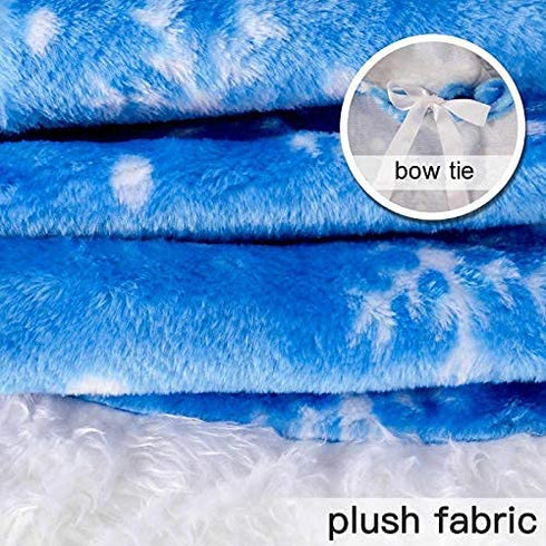 yuboo Blue Christmas Tree Skirt,36 inch Fur Tree Skirt with White Snowflakes for Xmas Party and Holiday Decorations
