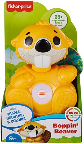 Fisher-Price Linkimals Boppin’ Beaver, Light-up Musical Activity Toy for Baby , Yellow