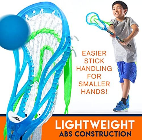 Franklin Sports Kids Mini Lacrosse Stick + Ball Set - Venom Youth Plastic Lacrosse Stick for Beginners - Perfect Set for Kids + Toddlers - Blue