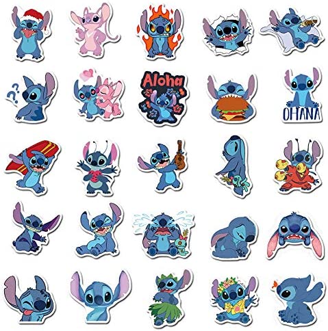 50pcs Lilo & Stitch Cartoon Anime Stickers Vinyl Sticker for Laptop Water Bottle Guitar Bike Motorcycle Bumper Luggage Skateboard Graffiti, Cute Decals, Best Gift for Kids (Lilo & Stitch)