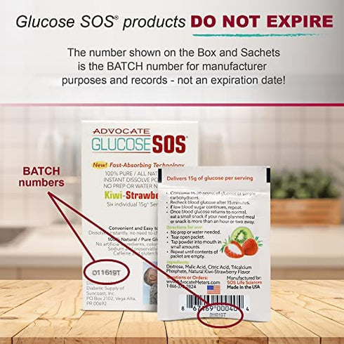 Glucose SOS Glucose Powder for Low Blood Sugar - Fast-Absorption Glucose to Support Blood Sugar Levels - Natural Powder Packets - Instantly Dissolves - No Water Needed - Green Apple Crisp - 6 Packets