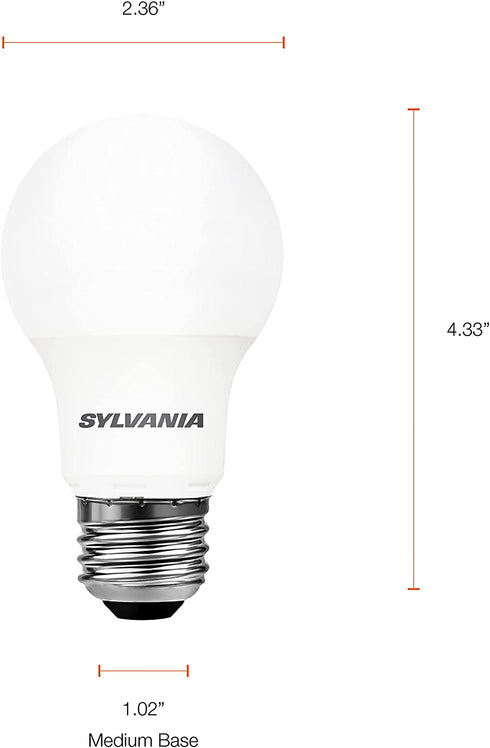 SYLVANIA LED A19 Light Bulb, 60W Equivalent, Efficient 8.5W, 800 Lumens, Frosted, 5000K, Daylight - 12 Pack (74470)