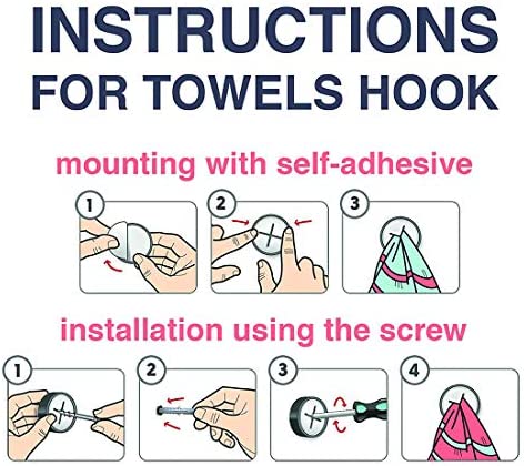 Eiqer 8 Pack Kitchen Towel Holder, Self Adhesive Wall Dish Towel Hook, Round Wall Mount Towel Holder for Bathroom, Kitchen and Home, Wall, Cabinet, Garage, No Drilling Required