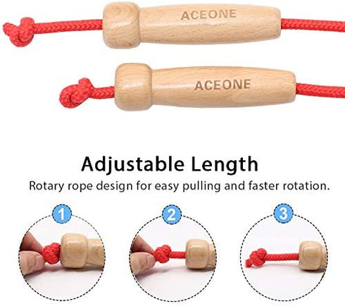 16 FT Long Jump Rope for Kids, Adjustable Double Dutch Skipping Rope with Wooden Handle, Multiplayer Team Jumping Rope for Outdoor Fun, School Sport, Party Game, Birthday Gift
