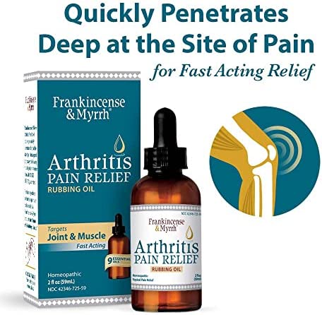 FRANKINCENSE & MYRRH Arthritis Pain Relief Rubbing Oil – Fast Acting Pain Relief with Essential Oils, 2 Fluid Ounces - 1 Pack