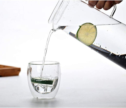 Glass Pitcher with Lid - High Heat Resistance Stovetop Safe Pitcher for Hot/Cold Water & Iced Tea