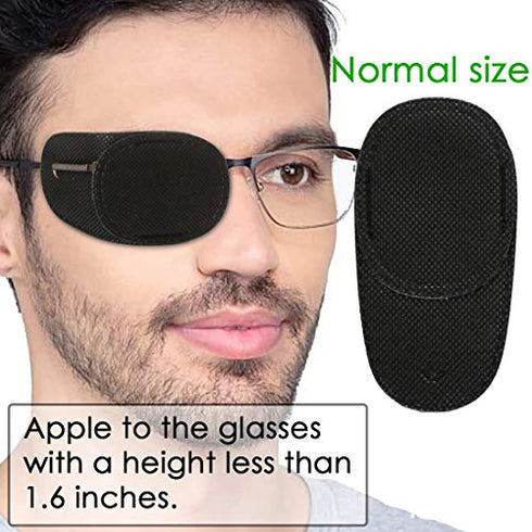 VEEJION Eye Patches for Adults Kids 12 Piece Eye Patch for Glasses Treat Lazy Eye Amblyopia Strabismus for Left or Right Eyes (Black)