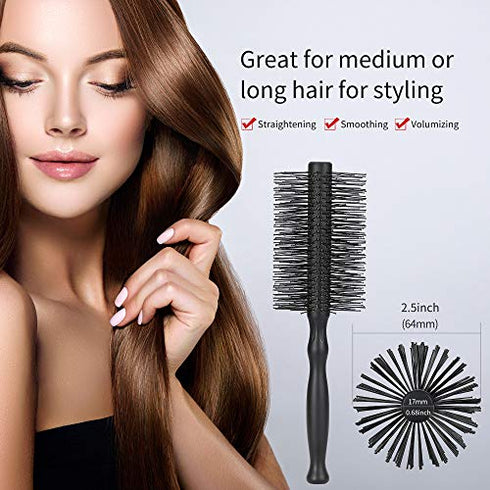 Large Round Hair Brush for Women Blow Drying, Soft Nylon Bristles, 2.5-inch Diameter, Big Round Brush for Blowout, Styling, Curling, Smoothing Medium to Long Wavy, Curly, Thick Hair