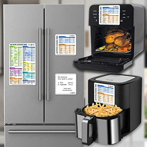 Air Fryer Magnetic Cheat Sheet Set (1 Set of 3 Pcs) - Air Fryer Accessories, Baking Supplies Kitchen Set, Air Fryer Cookbook Recipe Cards with Dry Erase Fridge Whiteboard Magnetic, White
