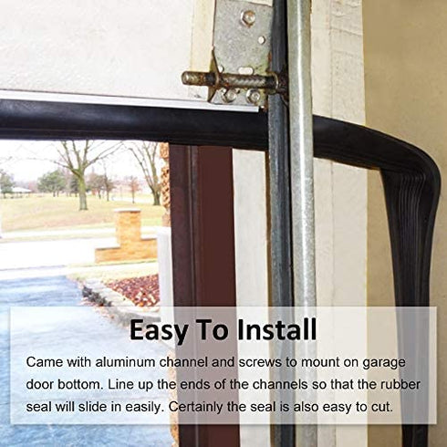 Garage Door Seals Bottom Rubber with Pre-drilled Aluminum Track Retainer Base Kit,Heavy-Duty U Shape +O Ring Combination Garage Door Weather Stripping Kit (16 Ft)