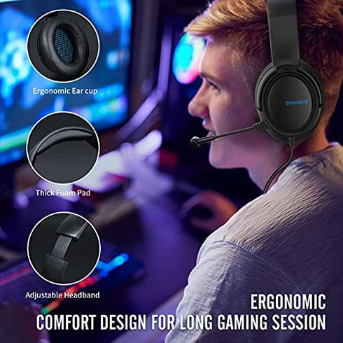 BINNUNE Gaming Headset with Microphone for PS4 Xbox One Series X/S PS5 PC Switch Playstation 4/5 Audifonos Gamer Game Headphones with Mic