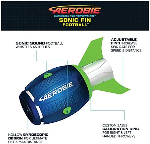 Aerobie Sonic Fin Football, Aerodynamic Russel Wilson Football Toy, Now with Softer Foam & Fins, Outdoor Games for Kids and Adults Aged 8 and Up
