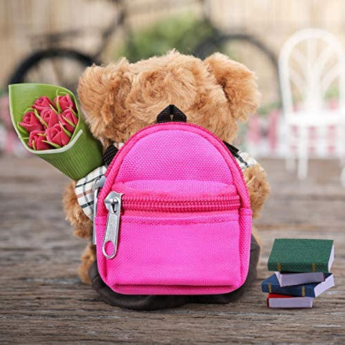 20 Pieces Doll School Supplies Set, Mini Doll Zipper Backpack Doll Books Doll Palette Miniature Paper Clipboard Pencil Rulers and Mat Dollhouse School Accessories Kit for Doll Miniatures Play Set