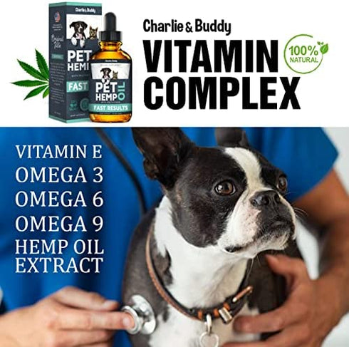Charlie & Buddy H?mp Oil Dogs Cats - Helps Pets with ?nxiety, P?in, Str?ss, Sl??p, ?rthritis, S?izures R?lief - ?ip J?int H?alth - 100 Natural Pure Drops, Organic C?lming Tr?ats
