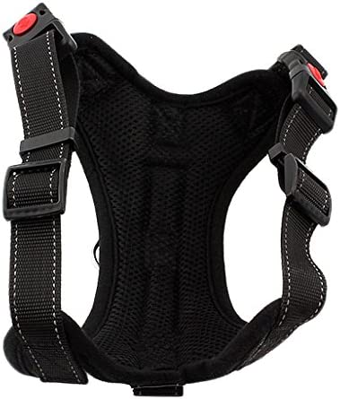 Heavy Duty Adjustable Pet Puppy Dog Safety Harness with Leash Lead Set Reflective No-Pull Breathable Padded Dog Leash Collar Chest Harness Vest with Handle for Small Medium Large Dogs Training Walking
