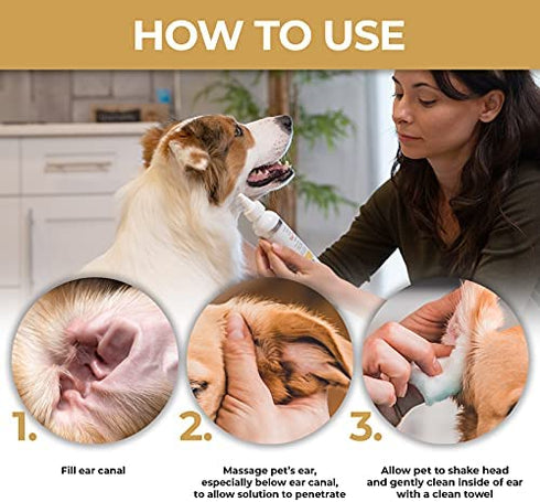 Veterinary Formula Clinical Care Ear Therapy, 4 oz. – Medicated Ear Drops to Help Relieve Bacterial and Fungal Infections in Dogs and Cats – Cleans and Deodorizes