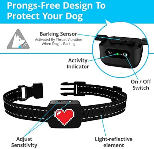 Small Dog Bark Collar Rechargeable - Anti Barking Collar for Small Dogs - Smallest Most Humane Stop Barking Collar - Dog Training No Shock Bark Collar Waterproof - Safe Pet Bark Control Device