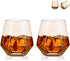 Old Fashioned Glass Whiskey Glasses Rocks Glasses Diamond glasses Set of 2, Whiskey Glass Set Scotch Glass Fathers Mothers Day Gifts Tilted 10-Ounce Modern Look for Men Women, Dad, Husband, Friends