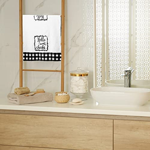 2 Pieces Farmhouse Hand Towel for Bathroom Black White Hand Towels Funny Black and White Bathroom Decor for Bathroom Kitchen Farmhouse Restroom (Classic Style)