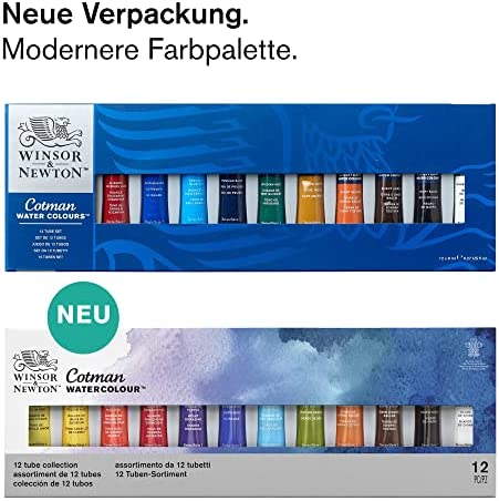 Winsor & Newton 390636 Cotman Water Colour Paint, Set of 12, 8ml Tubes