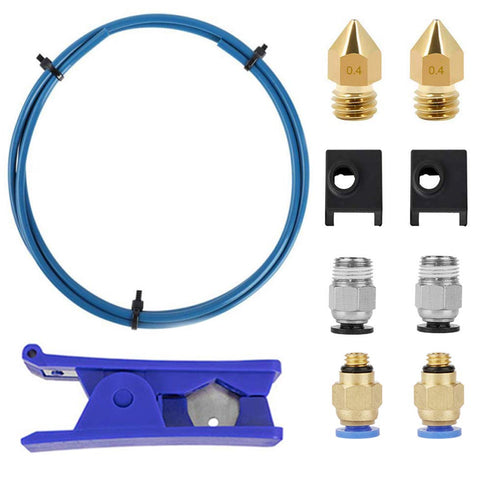 Creality Upgrade 3D Printer Kit with Capricorn Premium XS Bowden Tubing 1M? PTFE Teflon Tube Cutter, Pneumatic Fittings and MK8 Socks and Extra Nozzles for Ender 3/3 Pro/5/Vyper/Voxelab Aquila