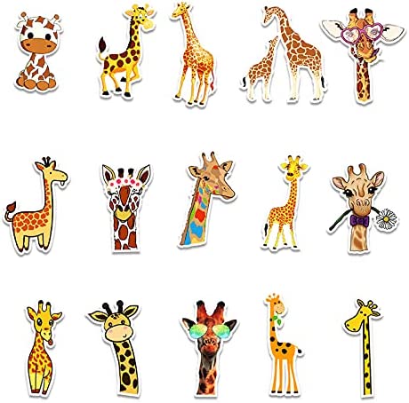 50 Pieces Cartoon Giraffe Stickers Vinyl Giraffe Decals Cute Giraffe Laptop Stickers Waterproof Decorative Stickers for Computer, Luggage, Guitar, Bottle, Refrigerator (Giraffe)