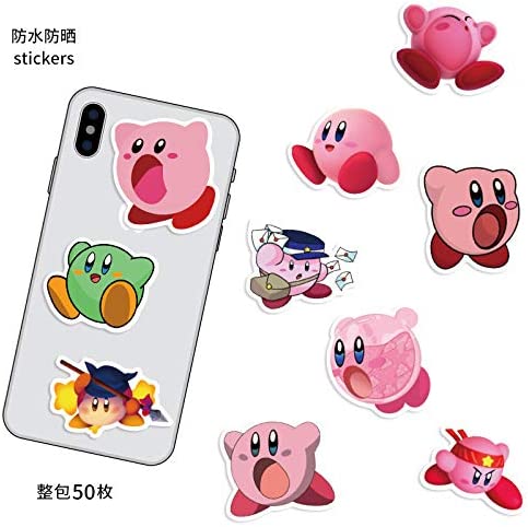 50Pcs Kirby Star Stickers for Laptop Motorcycle Bicycle Skateboard Bottle Luggage Decal Graffiti Skin Sticker…