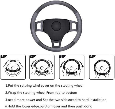PZZ BEACH Hawaiian Steering Wheel Cover Universal Hibiscus Floral Print Vehicle Accessories for Women Girls